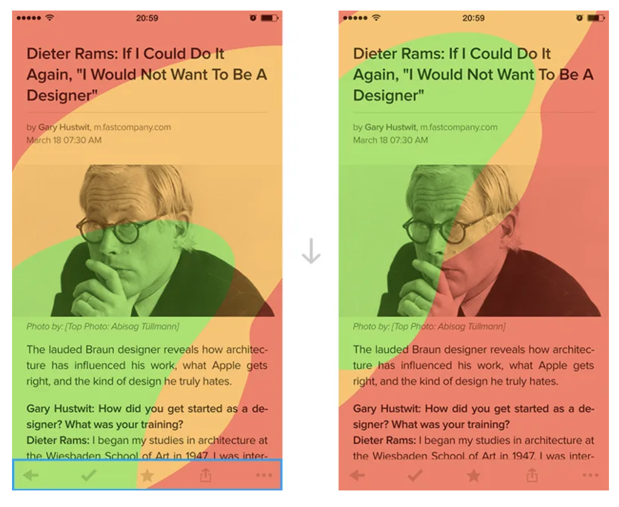 heatmaps of how users use space on mobile apps